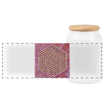 Magdalene - Blume des Lebens - 8. Dimension - Panorama Keksdose mit Holzdeckel - Weiß - Vorne
