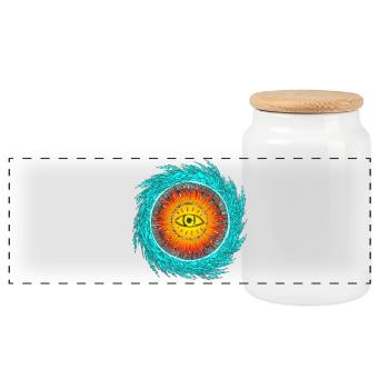 Eye Tsunami Design - Panoramic Cookie Jar with Wooden Lid - white - Front
