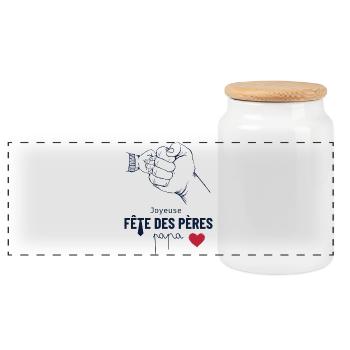 Joyeuse fête des pères papa. Bonne fête papa ! - Boîte à biscuits avec couvercle en bois - blanc - Devant