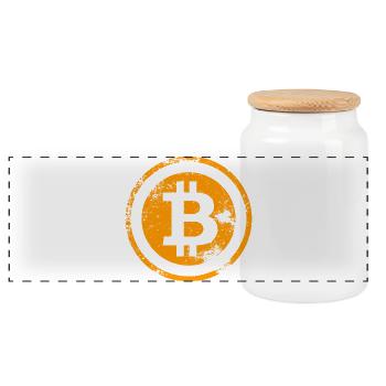 Vintage Bitcoin Logo BTC VINTAGE - Panoramic Cookie Jar with Wooden Lid - white - Front