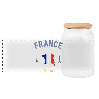 France - Panoramic Cookie Jar with Wooden Lid - white - Front