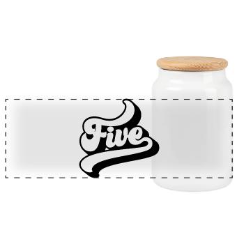 Five 5th Birthday Kids Boys Girls 5 Years Old - Panoramic Cookie Jar with Wooden Lid - white - Front