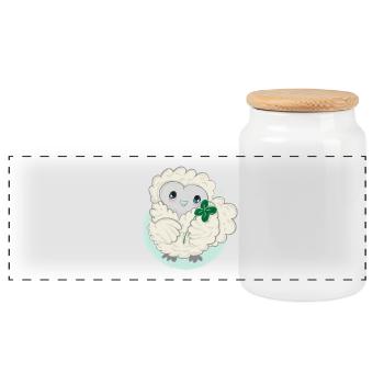Lioba silk chicken, happiness - Panoramic Cookie Jar with Wooden Lid - white - Front