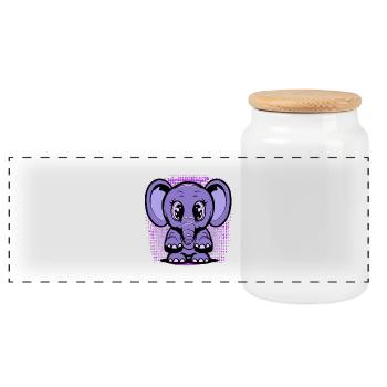 Mignon bébé éléphant - Boîte à biscuits avec couvercle en bois - blanc - Devant