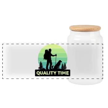 Nature Lovers Randonnée Déclaration Alpinisme Montagnes - Boîte à biscuits avec couvercle en bois - blanc - Devant