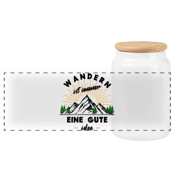 Berge Wanderung Wandern Statement Wanderer Natur - Panorama Keksdose mit Holzdeckel - Weiß - Vorne