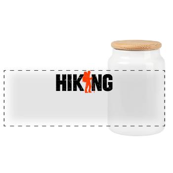 Via ferrata saying hiking mountain peaks climbing - Panoramic Cookie Jar with Wooden Lid - white - Front