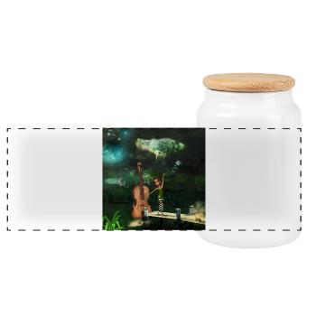 Wonder of the violin - Panoramic Cookie Jar with Wooden Lid - white - Front