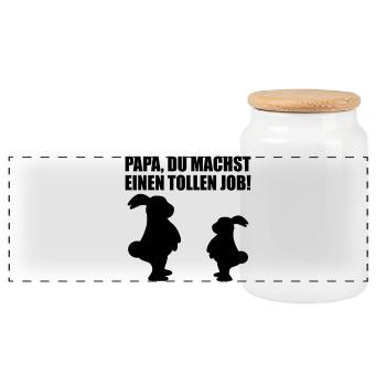 VATERTAGSGESCHENKE - BESTER PAPA - VATER KIND - Panorama Keksdose mit Holzdeckel - Weiß - Vorne