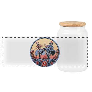 Folklore sorabe – Scène de la danse - Boîte à biscuits avec couvercle en bois - blanc - Devant