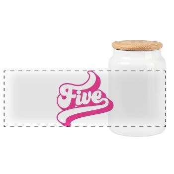 Cinq 5e anniversaire pour les filles de 5 ans - Boîte à biscuits avec couvercle en bois - blanc - Devant