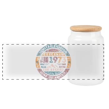Birthday Vintage June 1973 - heavily washed - Boîte à biscuits avec couvercle en bois - blanc - Devant