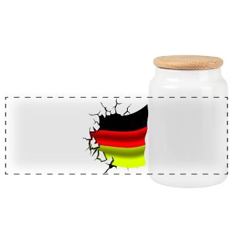 Germany - Germany - Deutschland - Torn Flag - Panoramic Cookie Jar with Wooden Lid - white - Front