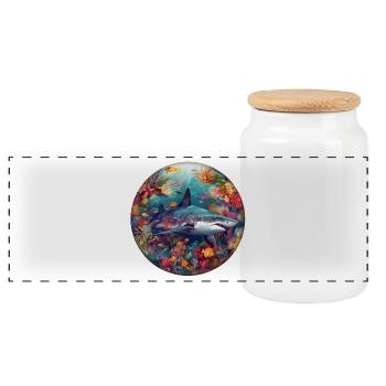 Requin sous-marin dans un récif corallien Photo circulaire - Boîte à biscuits avec couvercle en bois - blanc - Devant