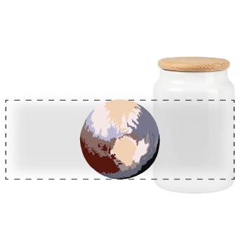 Pluto - dwarf planet - Panoramic Cookie Jar with Wooden Lid - white - Front
