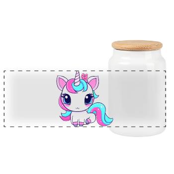 Licorne kawaii mignonne - Boîte à biscuits avec couvercle en bois - blanc - Devant