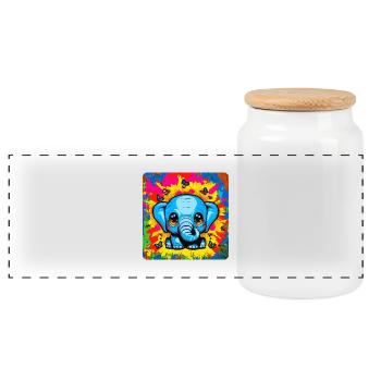 Power of an Elephant, Love of a Baby - Panoramic Cookie Jar with Wooden Lid - white - Front