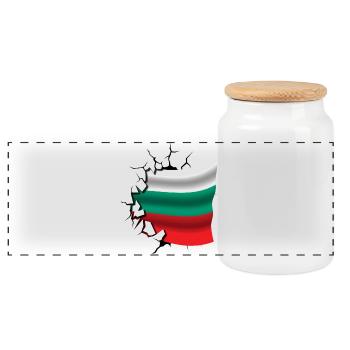 Drapeau de la Bulgarie - Bulgarie - Drapeau cassé - Boîte à biscuits avec couvercle en bois - blanc - Devant