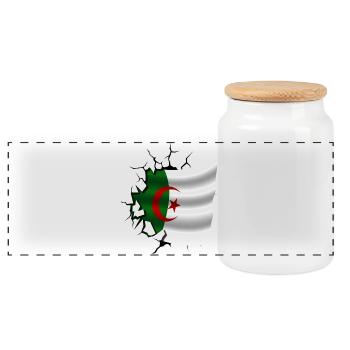Algérie - Algérie - Drapeau déchiré - Boîte à biscuits avec couvercle en bois - blanc - Devant