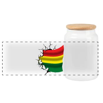 Drapeau de la Bolivie - Bolivie - Drapeau Broken Design - Boîte à biscuits avec couvercle en bois - blanc - Devant
