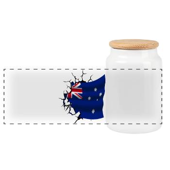 Drapeau de l’Australie - Australie - Drapeau cassé - Boîte à biscuits avec couvercle en bois - blanc - Devant