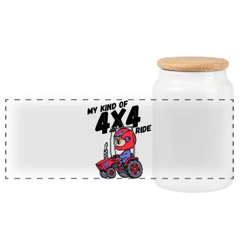 Déclaration sur les tracteurs de véhicules utilitaires Vie à la campagne Jeune agriculteur - Boîte à biscuits avec couvercle en bois - blanc - Devant