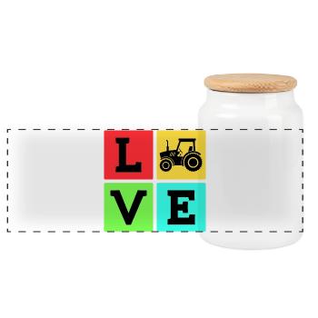 Motor Vehicle Tractor Saying Agricultural Machinery - Panoramic Cookie Jar with Wooden Lid - white - Front