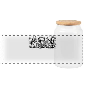 Agriculture Tractor Field Motor Vehicle Vehicle - Panoramic Cookie Jar with Wooden Lid - white - Front