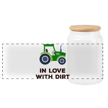 Agricultural Machinery Tractor Motor Vehicle Statement - Panoramic Cookie Jar with Wooden Lid - white - Front