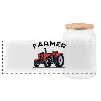 Tractor Farmer Saying Commercial Vehicle Vehicle Field - Panoramic Cookie Jar with Wooden Lid - white - Front