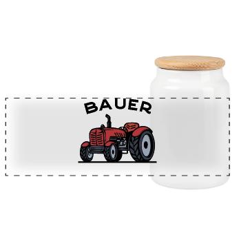 Kraftfahrzeug Trecker Feld Traktor Spruch Landwirt - Panorama Keksdose mit Holzdeckel - Weiß - Vorne