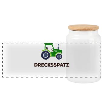 Landwirtschaft Bauer Traktor Statement Fahrzeug - Panorama Keksdose mit Holzdeckel - Weiß - Vorne