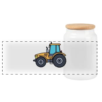 Trecker Fahrzeug Nutzfahrzeug Traktor Landluft - Panorama Keksdose mit Holzdeckel - Weiß - Vorne