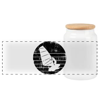 Windsurfer sketch - Panoramic Cookie Jar with Wooden Lid - white - Front
