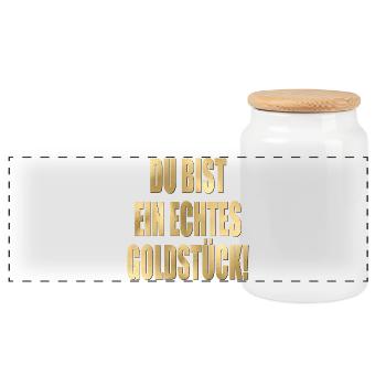 DANKESCHÖN GESCHENKE - KOMPLIMENTE GOLDSTÜCK - Panorama Keksdose mit Holzdeckel - Weiß - Vorne
