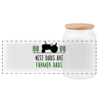 Field Statement Tractor Vehicle Motor Vehicle - Panoramic Cookie Jar with Wooden Lid - white - Front