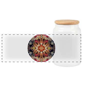 Nature Mandala Sous-marin, Plume Étoile - Boîte à biscuits avec couvercle en bois - blanc - Devant
