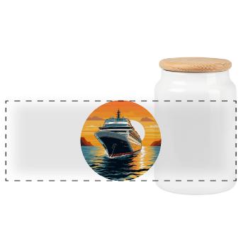 Sunset Cruise - Panoramic Cookie Jar with Wooden Lid - white - Front