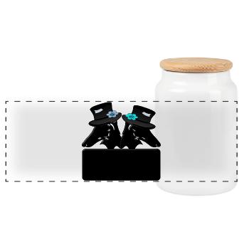 Chiens d’épouse - Boîte à biscuits avec couvercle en bois - blanc - Devant