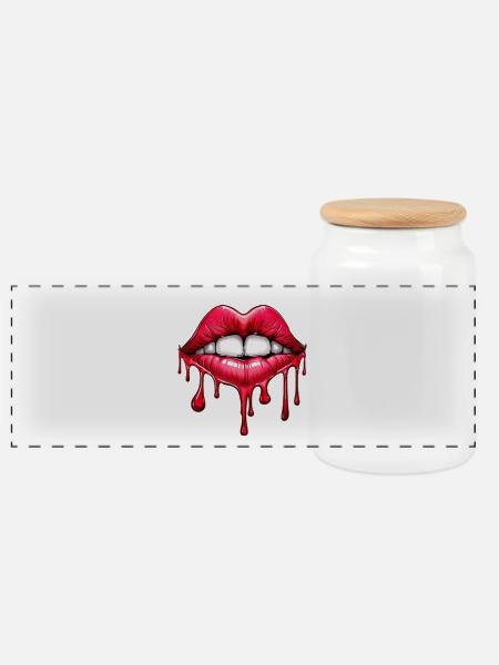 Lips - Panoramic Cookie Jar with Wooden Lid - white