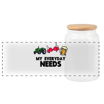 Agricultural Machinery Farming Tractor Vehicle Statement - Panoramic Cookie Jar with Wooden Lid - white - Front