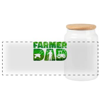 Tractor Farm Vehicle Statement Farmer - Panoramic Cookie Jar with Wooden Lid - white - Front