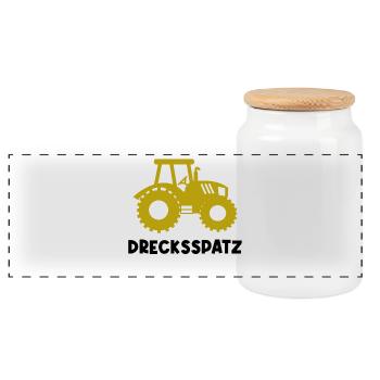 Nutzfahrzeug Statement Landwirt Traktor Fahrzeug - Panorama Keksdose mit Holzdeckel - Weiß - Vorne