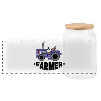 Farmer Saying Arable Farming Tractor Motor Vehicle - Panoramic Cookie Jar with Wooden Lid - white - Front