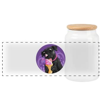 Gourmet puppy pink cream - Panoramic Cookie Jar with Wooden Lid - white - Front