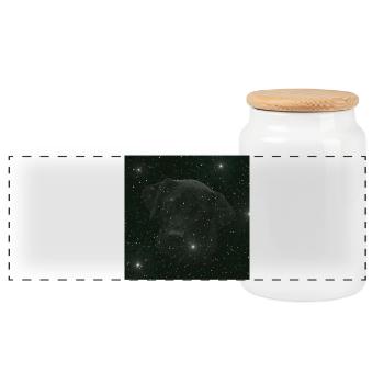 originelle geschenke, Labradorkopf nachtmuster - Panorama Keksdose mit Holzdeckel - Weiß - Vorne