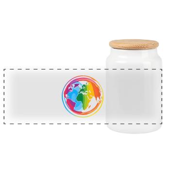 Rainbow Earth - Panoramic Cookie Jar with Wooden Lid - white - Front