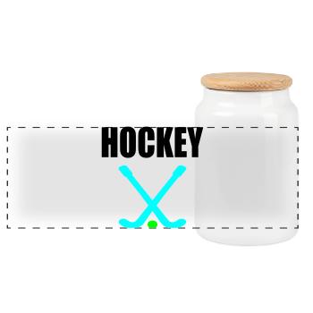 HOCKEY-BALLE - HOCKEY SUR GAZON - Boîte à biscuits avec couvercle en bois - blanc - Devant