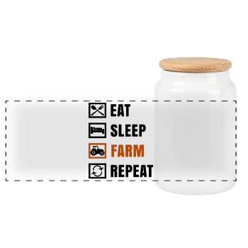 Tractor Statement Field Commercial Vehicle Farmer - Panoramic Cookie Jar with Wooden Lid - white - Front