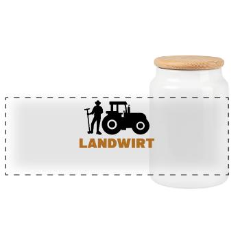 Landwirt Traktor Spruch Landleben Biobauer Feld - Panorama Keksdose mit Holzdeckel - Weiß - Vorne